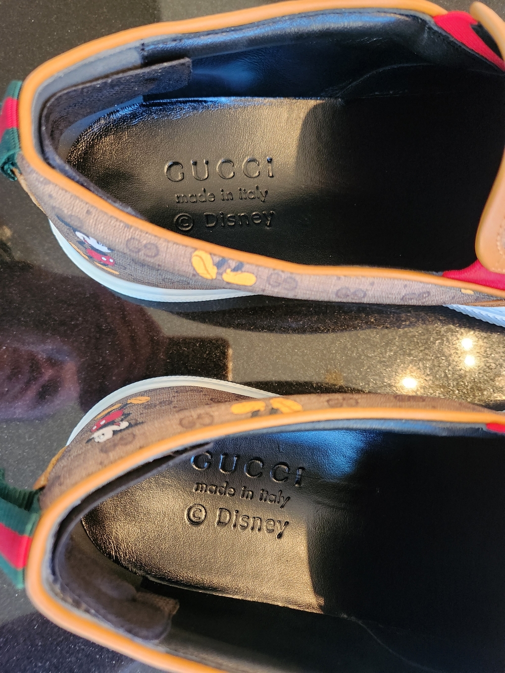 Authentic New Gucci Brown GG Mickey Mouse Slip-On Sneakers size G9/US9.5-10 - Picture 4 of 10